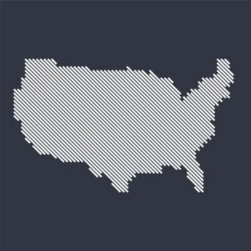 Stylized simple diagonal line map of USA Ilustração Stock