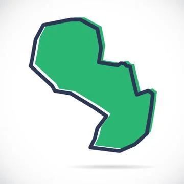 Stylized simple outline map of Paraguay Ilustração Stock
