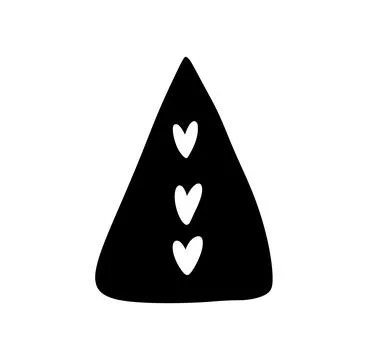 Stylized simple winter vector christmas tree icon with hearts silhouette on Stock Illustration