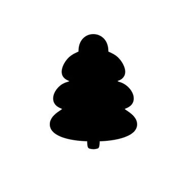 Stylized simple winter vector christmas tree icon silhouette on white background Stock Illustration