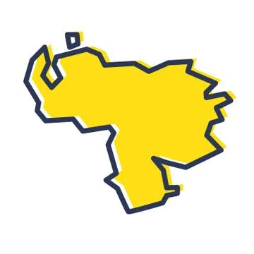 Stylized simple yellow outline map of Venezuela Stock Illustration