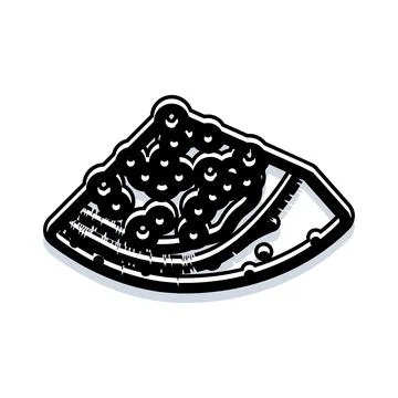 Stylized single slice of fruit with seeds Stock Illustration