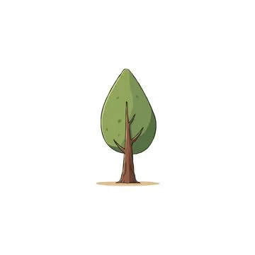 Stylized single tree illustration with distinct leaf structure against isol.. Stock-Illustration