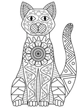 Stylized sketch decorative cat Stock Illustration