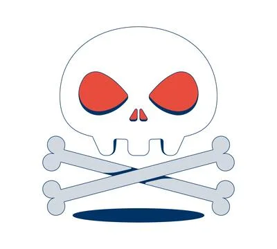 Stylized skull and crossbones with eye sockets 2D cartoon object イラスト素材
