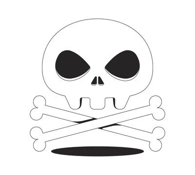 Stylized skull and crossbones with eye sockets 2D line object イラスト素材