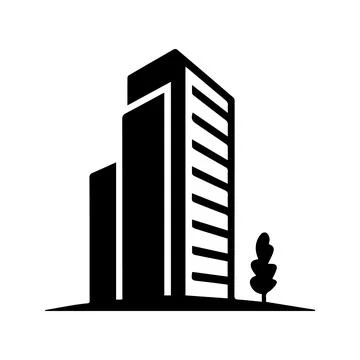 Stylized Skyscraper with Tree Icon building architecture Illustrazione stock