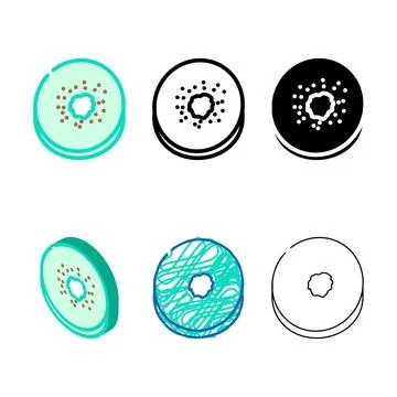 Stylized slice fruit kiwi color icon vector Stockillustratie