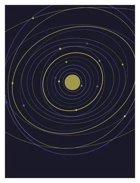 Stylized solar system or orbital paths with colorful planets. Stock Illustration