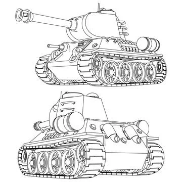 A stylized Soviet tank. Stock Illustration