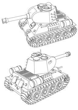 A stylized Soviet tank. Silhouettes. Stock Illustration