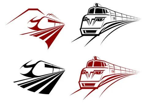 Stylized speeding train icons イラスト素材