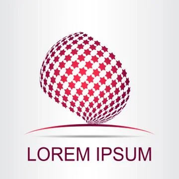 Stylized spherical surface with shapes of stars. Template for logo. Stock Illustration