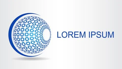 Stylized spherical surface with shapes of stars. Template for logo. Illustrazione stock