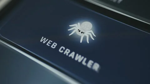 Stylized spider icon for Web Crawler automated software program Video stock 335865416