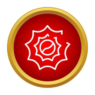 Stylized spider web icon in red gold circle Illustrazione stock