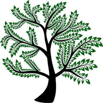 Stylized spring tree with bright leaves illustration Stock Illustration