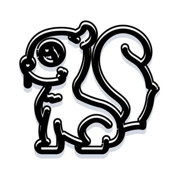 Stylized squirrel outline design on white background Illustrazione stock