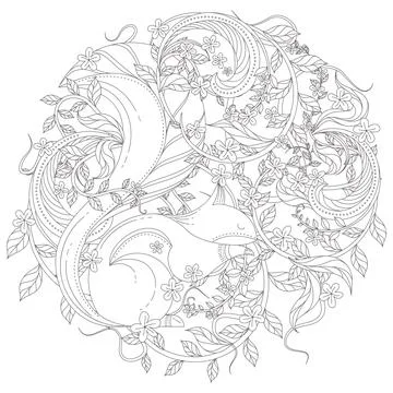 Stylized squirrel sitting on a tree branch and eating pine cone. イラスト素材