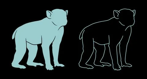 Stylized standing monkey vector graphic illustration with black background Stock Illustration