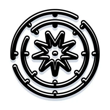 Stylized star icon orbiting in a circular design Stock Illustration