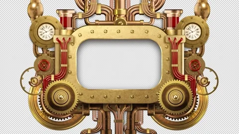 Stylized steampunk screen Stock Footage 245810106