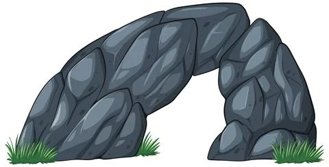 Stylized Stone Arch with Grass Illustrazione stock
