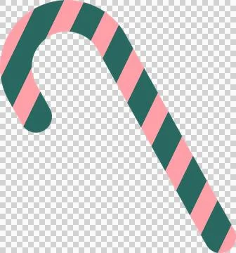 Stylized striped cane floating against transparent background in flat design Stock Illustration