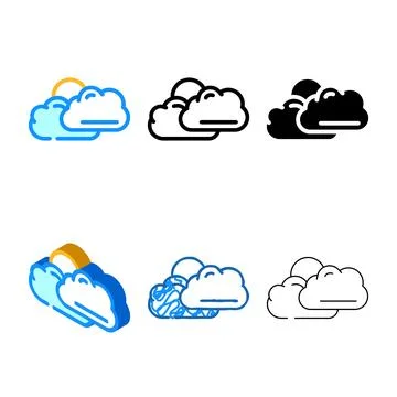 Stylized sun and clouds summer sunlight color icon vector Stock Illustration