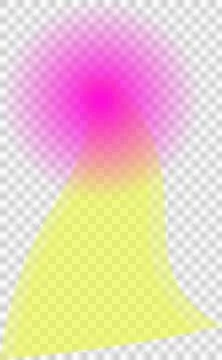 Stylized sun circle is emitting flowing yellow beam in flat design, transparent イラスト素材