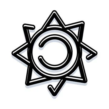Stylized sun icon with circular elements and star rays Stock Illustration