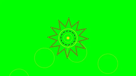 A stylized sun icon featuring a jagged edge and concentric circular patterns Stock Footage 341839779