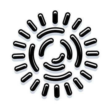 Stylized sun icon radiating light and heat Stock Illustration