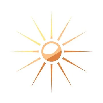 Stylized sun icon radiating warm yellow and orange light Stock Illustration