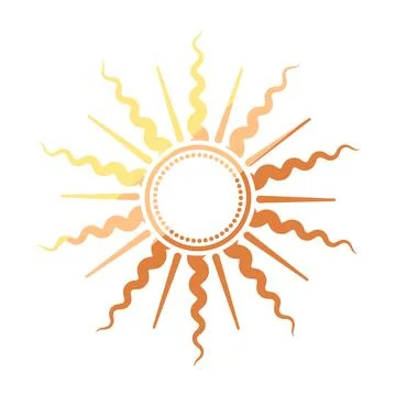 Stylized sun icon representing boho summer energy Stock Illustration