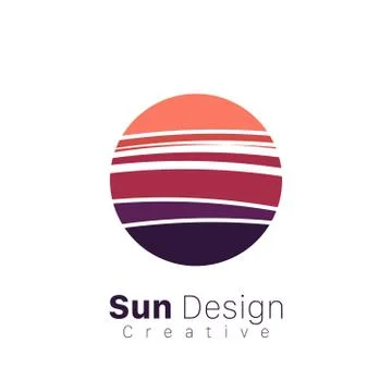 Stylized sun logo flat style. Round warm abstract form. Vector design element of Stock Illustration