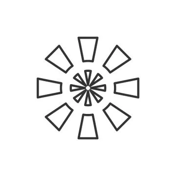 Stylized sun logo. Line icon of sun, flower. Isolated black outline logo on w Stock Illustration