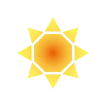 Stylized sun logo. Round icon of sun, flower. Isolated yellow orange red logo Stock Illustration