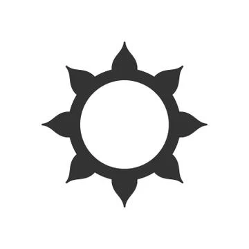 Stylized sun logotype. Icon of sun, flower. Isolated black logo on white back Stock Illustration