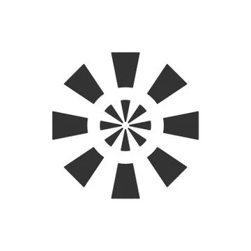Stylized sun logotype. Icon of sun, flower. Isolated black logo on white back Stock Illustration