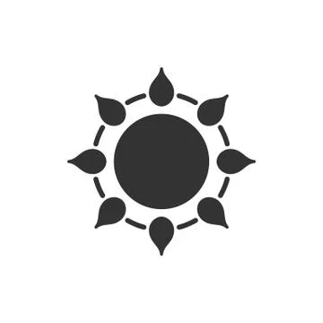 Stylized sun logotype. Icon of sun, flower. Isolated black logo on white back Stock Illustration