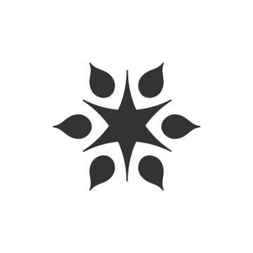 Stylized sun logotype. Icon of sun, star, flower. Isolated black logo on whit Stock Illustration