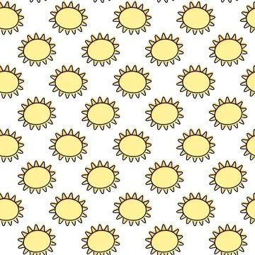 Stylized Sun with rays coloring not according to contour Seamless pattern Stock Illustration
