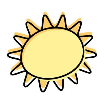 Stylized Sun with rays. Meteorological Stylized line Icon with color spots in Stock Illustration