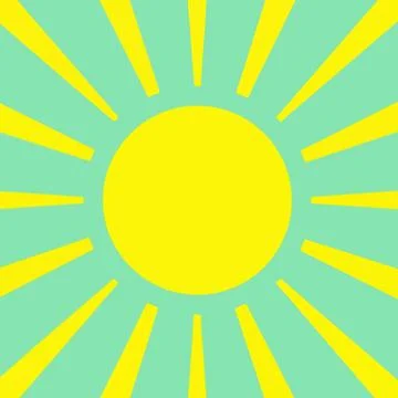 Stylized Sun with Rays on Mint Background Stock Illustration