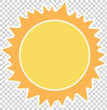 Stylized sun is shining in flat vector with yellow center and orange rays on Illustrazione stock