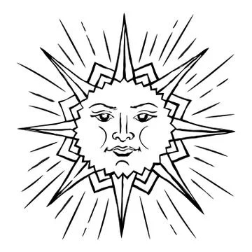 Stylized sun sketch Stock Illustration