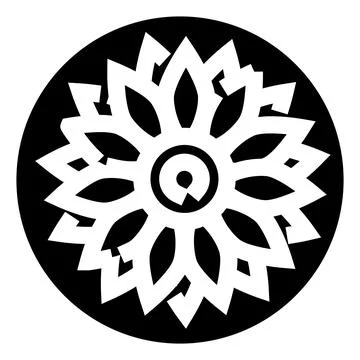 Stylized sunflower mandala icon representing nature and spirituality Stock Illustration