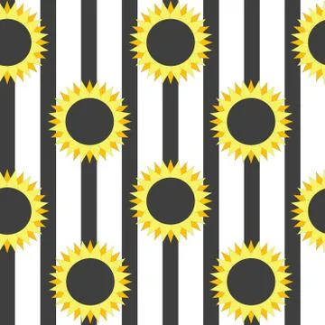 Stylized sunflower on striped background Stock Illustration