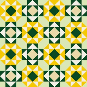 Stylized sunflowers patchwork style, Geometric pattern, seamless repeating pa Stock Illustration